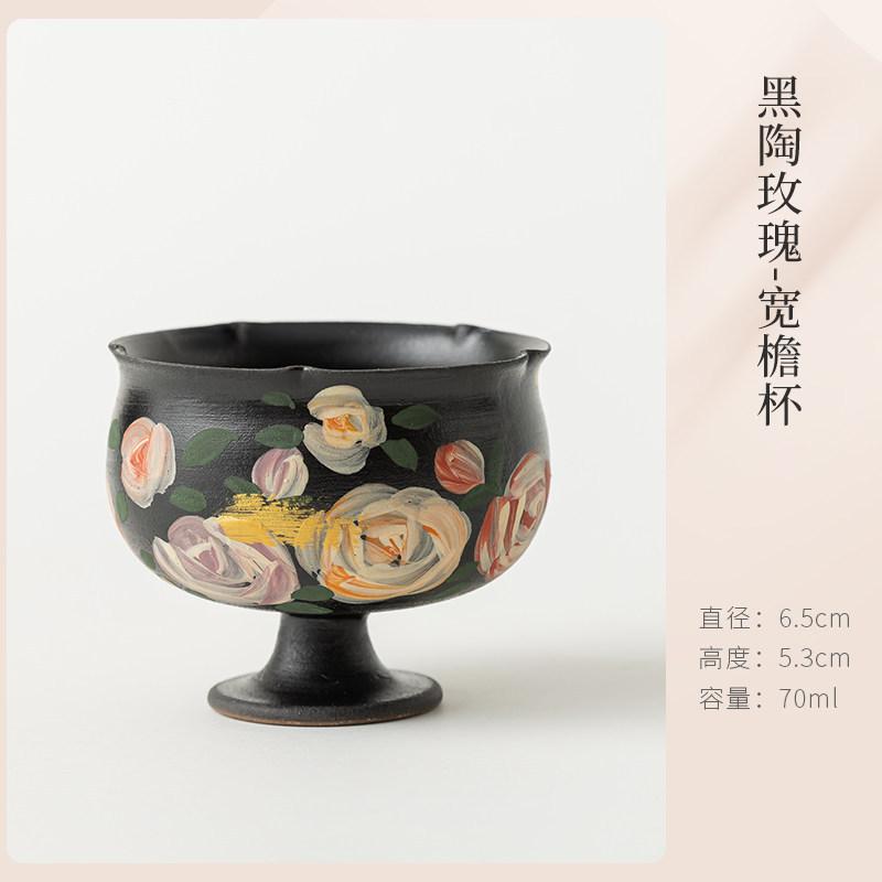 

Black Pottery Rose Gold Drawing Teacup Ancient Tea Bowl Jug Tea-tasting Personal Cup Jianzhan Master Cups For Tea Supplies Craft As Your Choose
