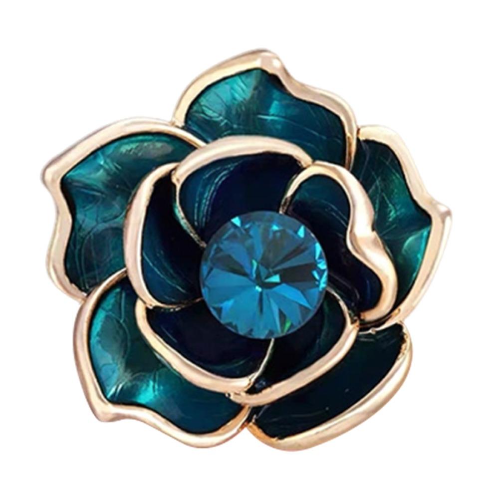 Enamel Design Enamel Camellia Brooch Golden And Black Floral Brooch  For Funerals and Mourning