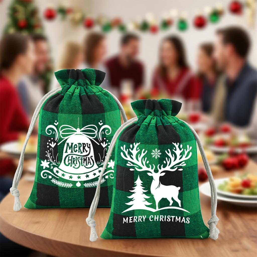 Christmas Gift Bag Eco-Friendly Candy Storage Bag Christmas Drawstring Pouch Festive Jewelry Packaging Bag For Christmas Party