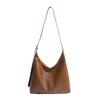 Large Capacity Retro Simple Tote Bag Women's Fashion New Soft Leather Shoulder Bag Solid Color Versatile Commuter Armpit Bag