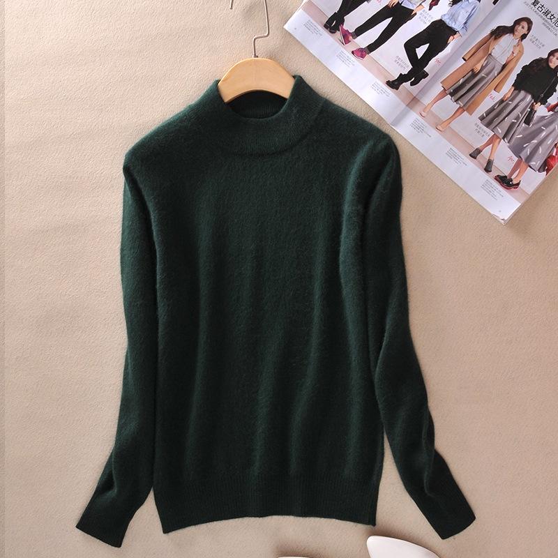 Women's Slim Cozy Knitted Half-turtleneck Cashmere Wool Jumper For Winter Warmth