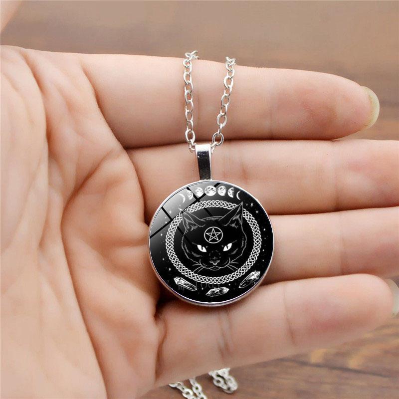 Black Cat Pentagram Time Female Versatile Fashion Cute Kitten Pendant Necklace