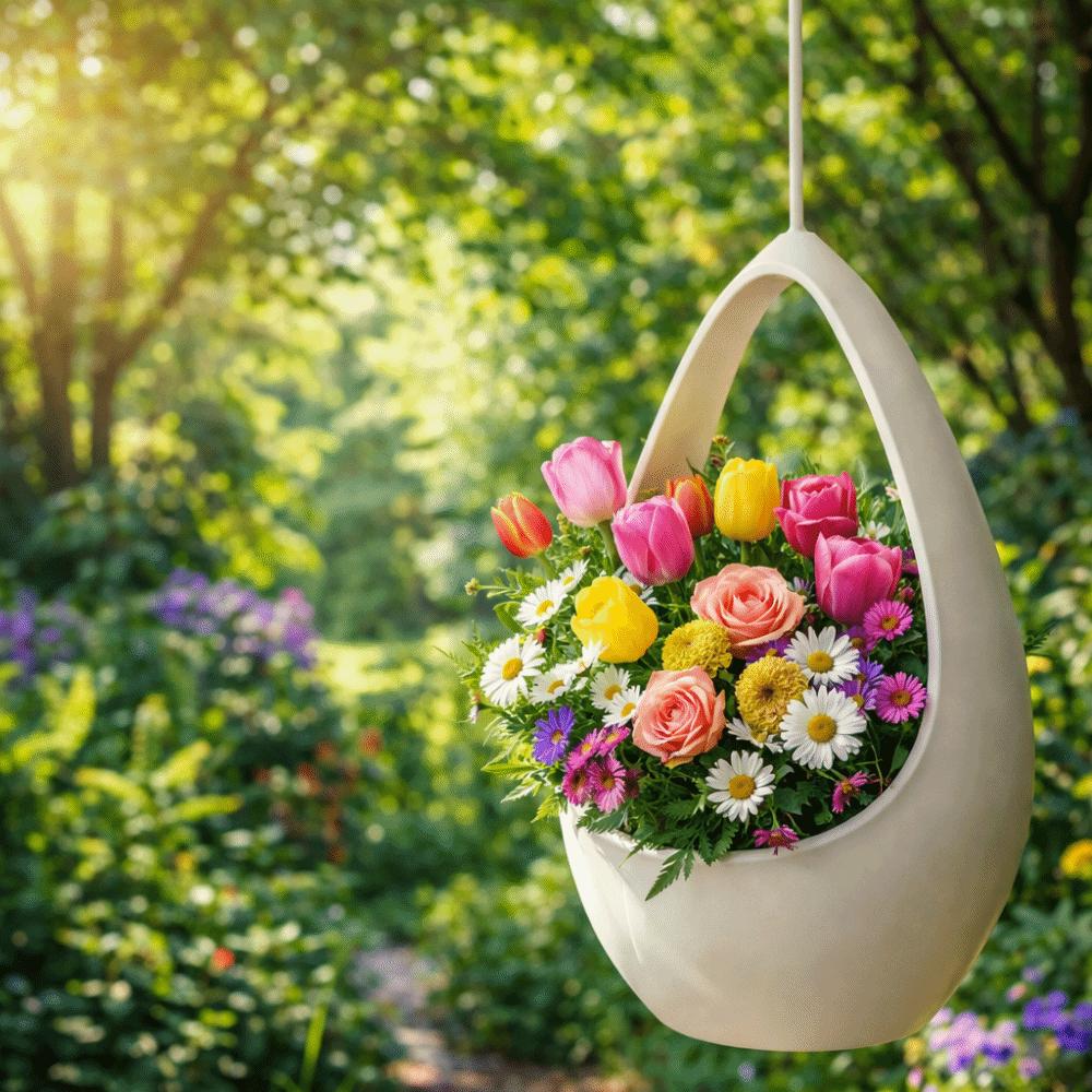 Large Capacity Vertical Planter Basket Chain Hooks Hanging Planter Plant Storage Basket  Balcony
