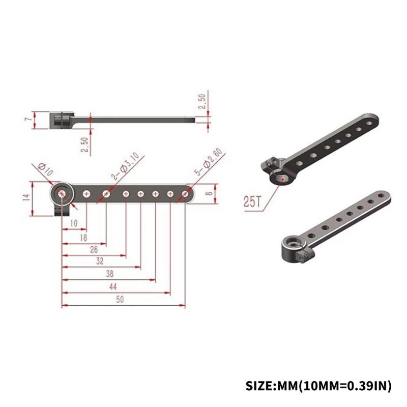 Lightweight 25T Extended Servo Arm Corrosion Resistant Aluminum Actuator Arm Easy to Use for Airplanes Enthusiasts