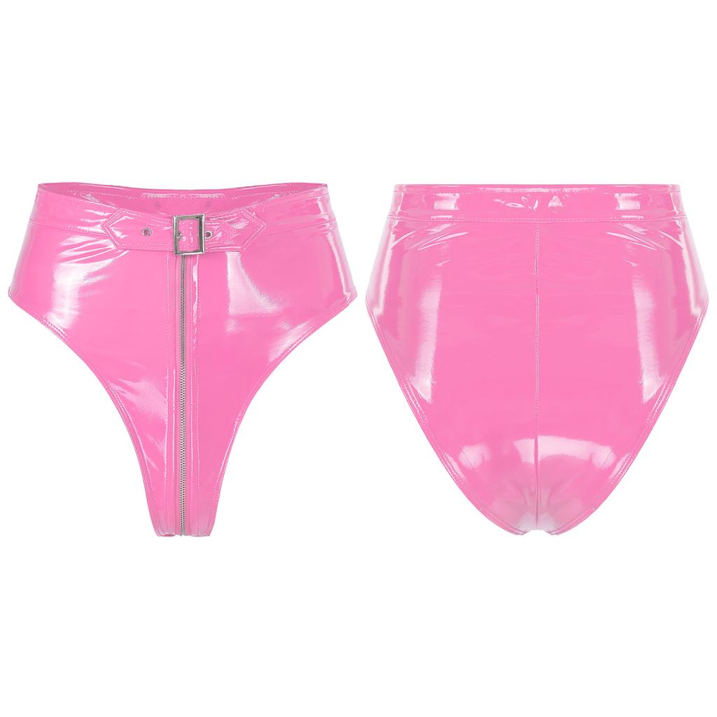 Dame Wet Look Latex Truser PVC Lær Latex Shorts Sexy Undertøy Glidelås i Skritt Truser Erotisk Sexy Undertøy Truser Klubbtøy