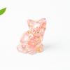 Natural Crystal Gravel Resin Sitting Turning Face Cat Figurine With Gold Foil Cute Desktop Decor For Home Office