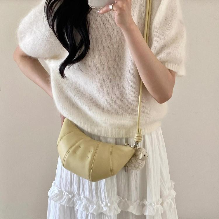 2025 yellow horn bag women's new light luxury niche high-end single shoulder crossbody dumpling bag