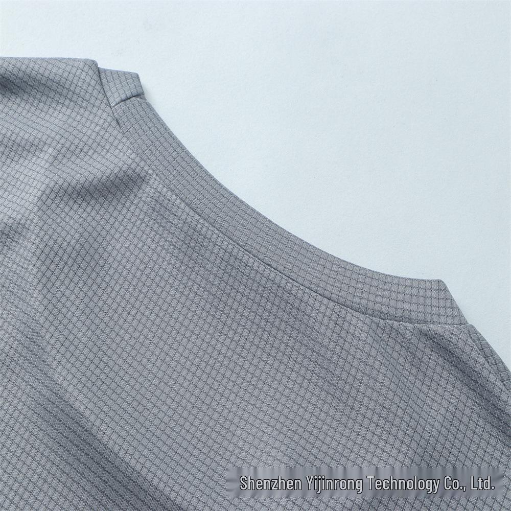Men's Quick-Dry Checkered Crew Neck Short Sleeve Running Shirt