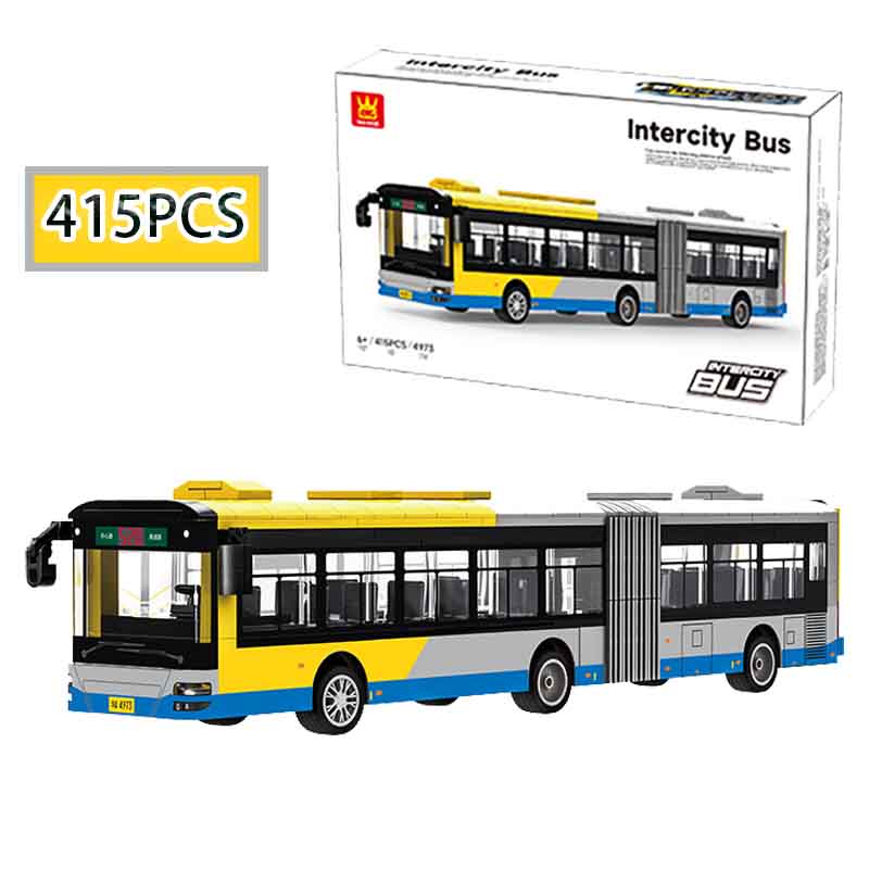 Moc 415Pcs Creative Inter City Bus Model Assembly Diy Building Blocks Decoration Children'S Puzzle Toys Birthday Gift