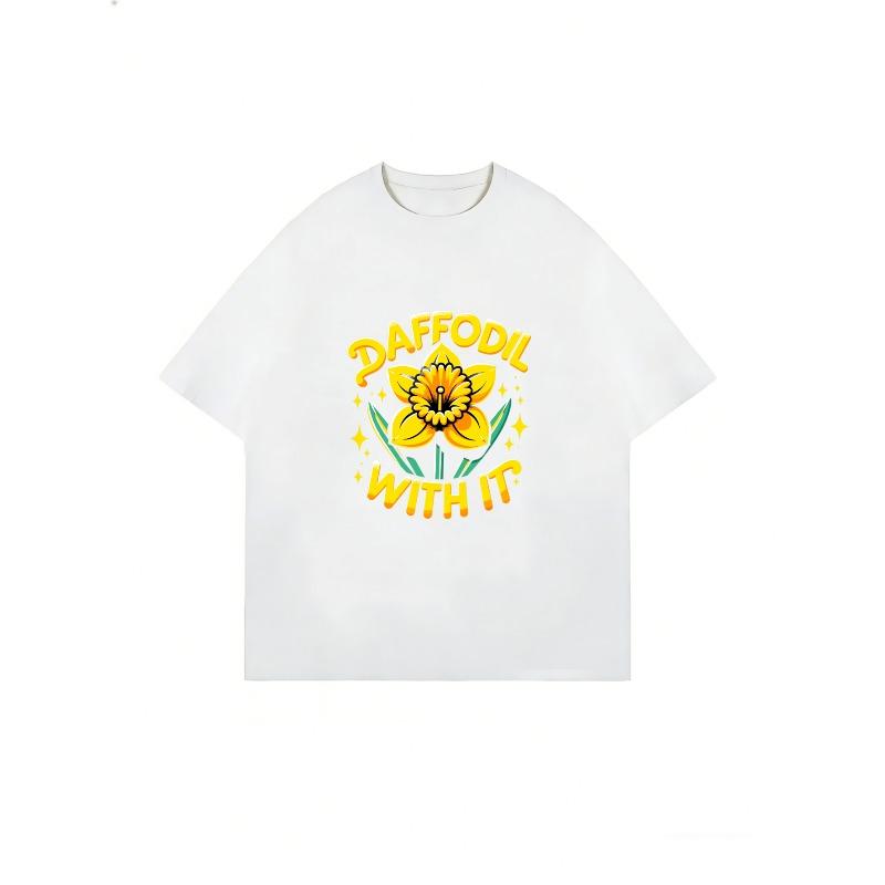 Übergroßes T-Shirt Schwarze Osterglocke Mit Text Osterglocke Mit Ihr Grafikdruck Lässige Streetwear Für Damen