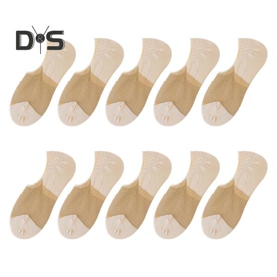 

10 пар женских блестящих носков-лодочек, невидимые прозрачные шелковистые носки, прозрачные, блестящие, ультратонкие носки для весны и лета бежевый