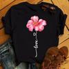 New Fashion Women Black T Shirt Friends Gift Flower Love Print Cute Tee Shirt Female Harajuku Tops Woman Short Sleeve T -Shirts