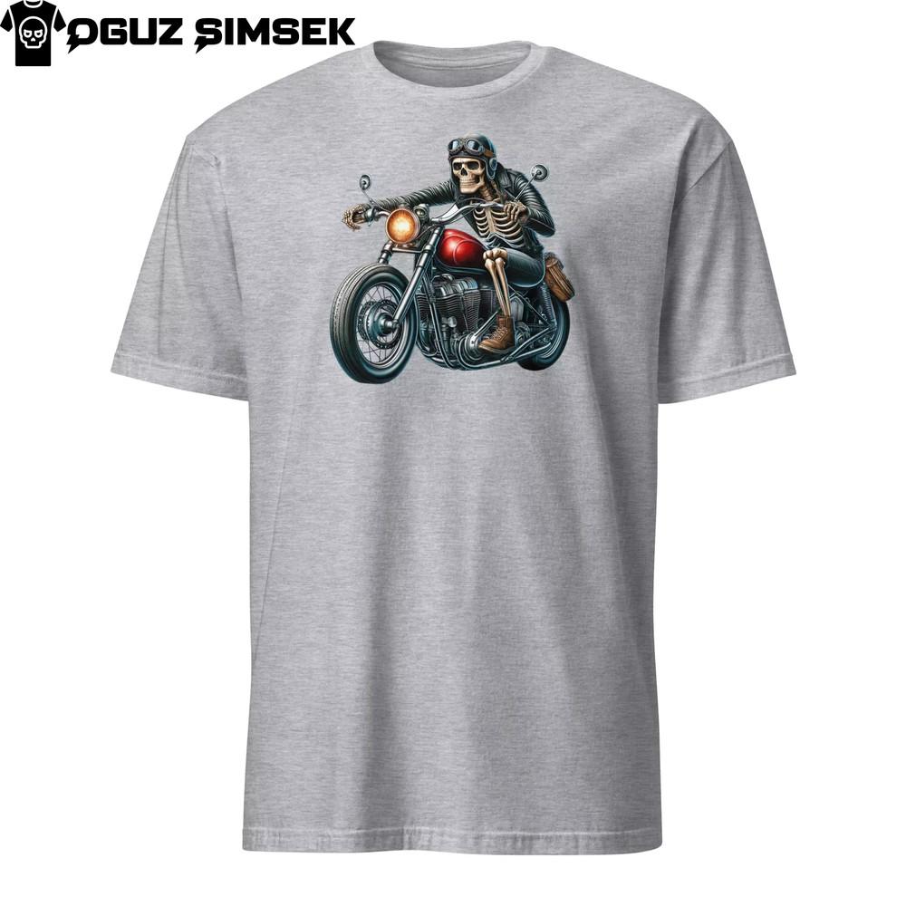 

Skeleton on Motorcycle Unisex T-Shirt | Cool Biker Graphic Tee XL