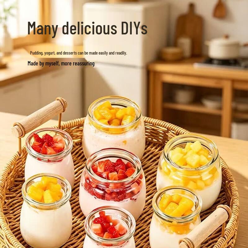 Glass Pudding & Yogurt Jars with Lids