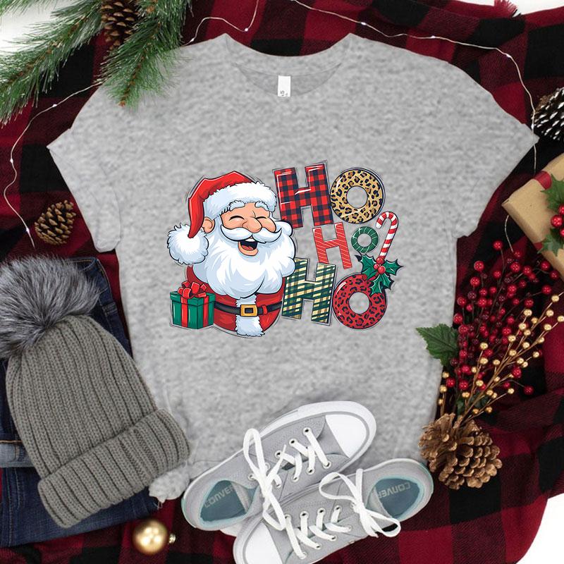 NEW Christmas Santa Claus Ho Ho Ho Print Casual T-Shirt Women Men T Shirt Summer Casual Short Sleeve Harajuku Tops Unisex Tops