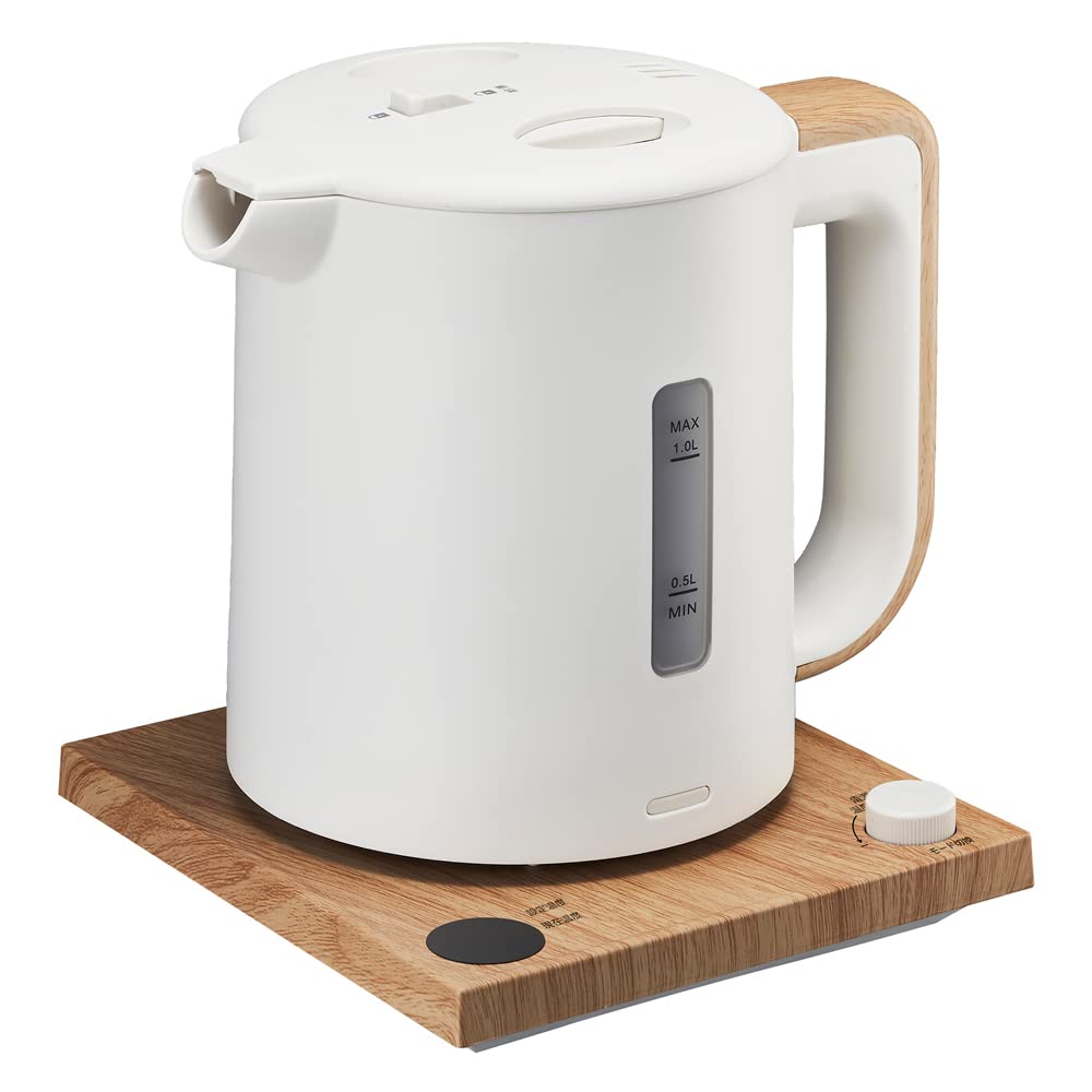 Doshisha Electric Kettle, Temperature Adjustable (50-100°C in 1°C increments), Keep Warm (30 minutes at set temperature), Natural Wood