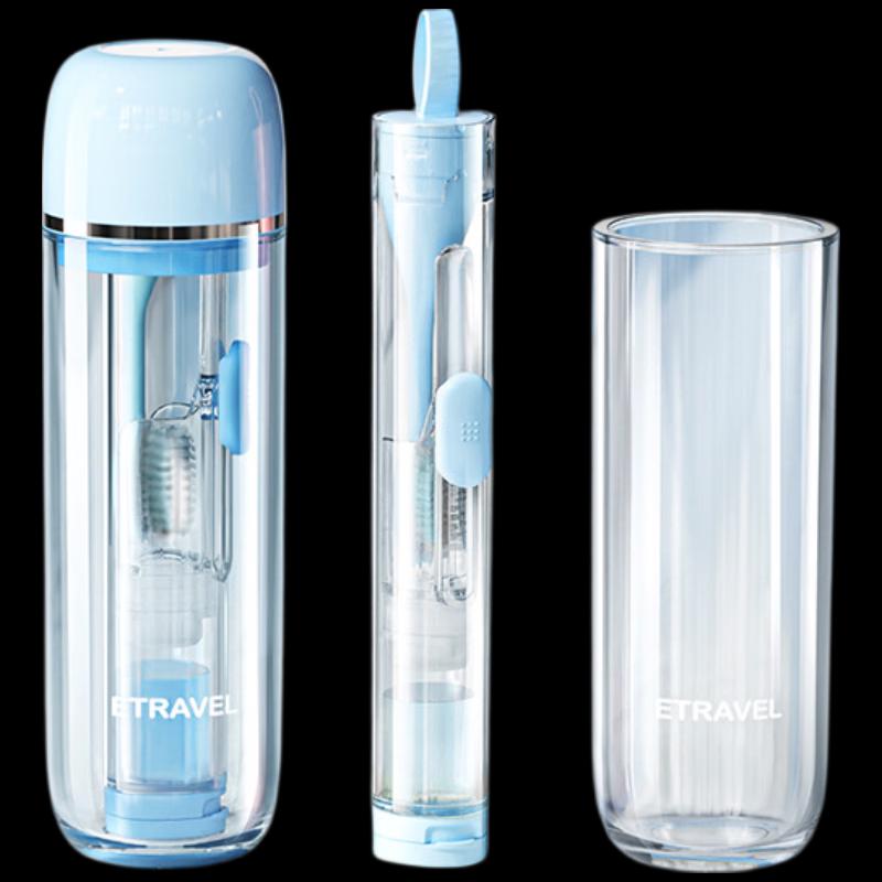 Etravel Folding Travel Toothbrush and Cup Set Orthodontic Set Toothbrush + Cup