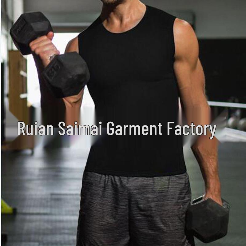 Men's Silver-Coated Sweat-Inducing Fitness Vest for Abdomen and Waist Shaping