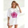Oversized T Shirt Black Pink Star With Tr Tgdh Text Graphic Print Casual Streetwear For Women