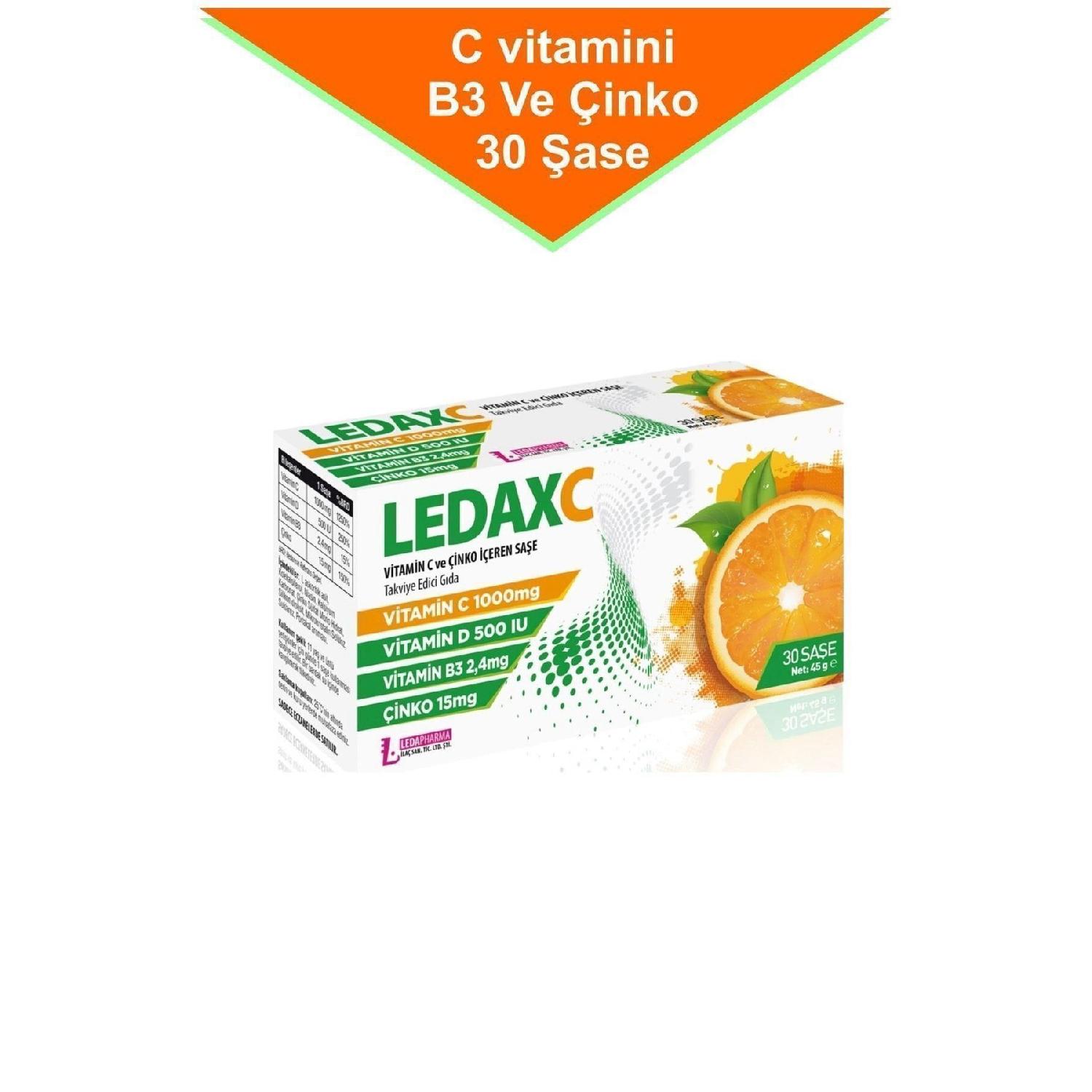 

Ledax Vitamin C 1000 Mg, D, B3 And Zinc In 30 Sachets