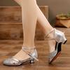 New Style Latin Dance Shoes for Women Flash Chip African Print Salsa Dance Shoes Women's Ballroom Dance Sandal Hight Heel 5cm3cm