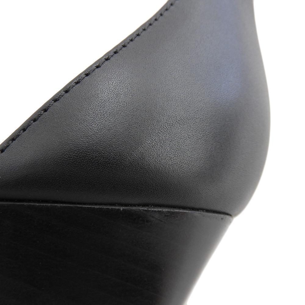 HERMES Legend Calfskin Sandals Women's Black 38 1/2 shoes black leatherUsed