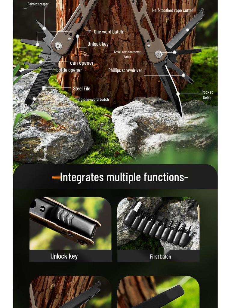 Tragbare klappbare Edelstahl-Multitool-Zange mit Kombi-Bits