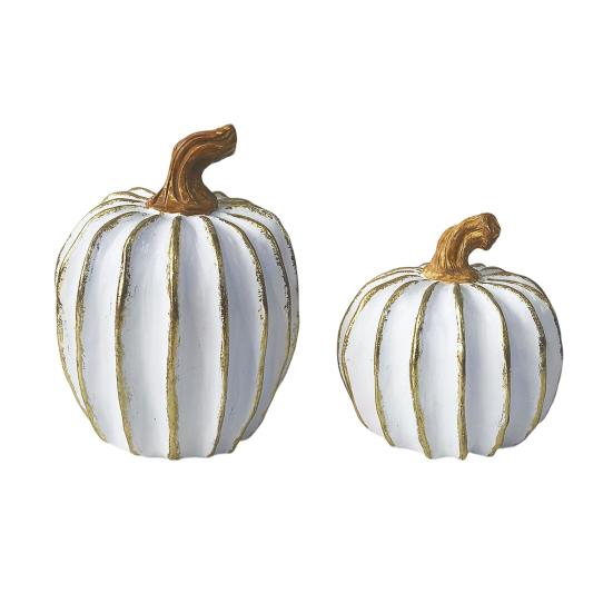 Decorazioni per la casa del Ringraziamento, Decorazioni di zucca autunnale, Zucca decorativa bianco oro, Zucche in resina, Ornamento festivo minimalista, Statuette per