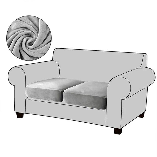 White Velvet Sofa Seat Cushion Cover Elastic for Living Room Corner Couch Cover Stretch Sofas Case Seat Slipcover 1/2/3/4 Seater