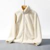 Women's Winter 2026 Long Sleeve Stand Collar Coral Fleece Cardigan Jacket - Lazy Style Lambswool Coat