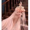 Pink evening dress high-end light luxury niche engagement dress female thin birthday party host temperament dress