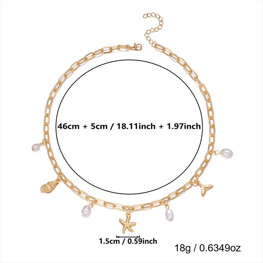 New Starfish Conch Pearl Pendant Necklace for Women Fashionable Casual Summer Beach Versatile Necklace