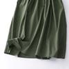 2025 summer new solid color cotton and linen dress women's loose retro lace-up waist Polo collar five-quarter sleeve long dress