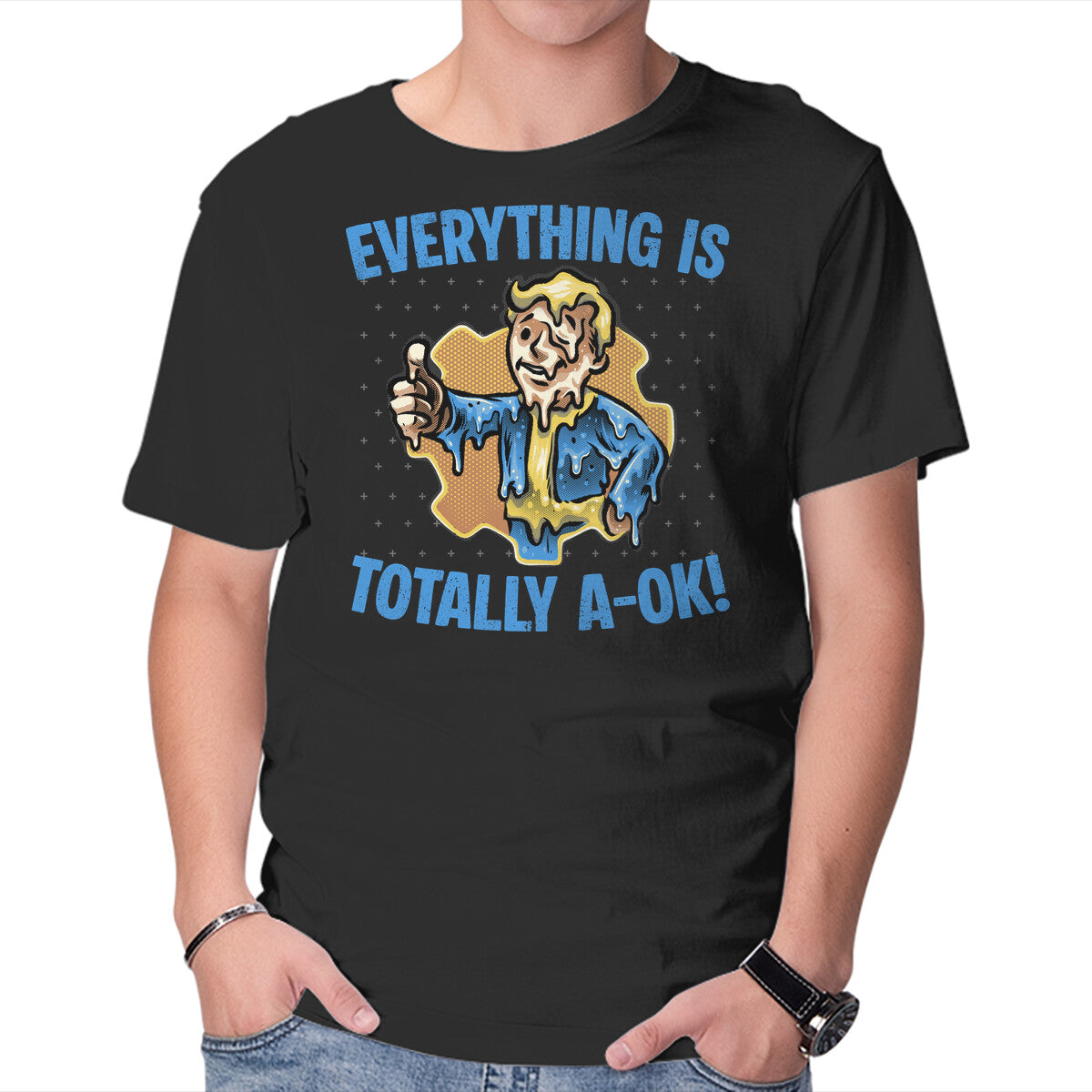 Unisex Crew Neck T-Shirt Everything Is Totally Ok Graphic Short Sleeve Casual Tee M