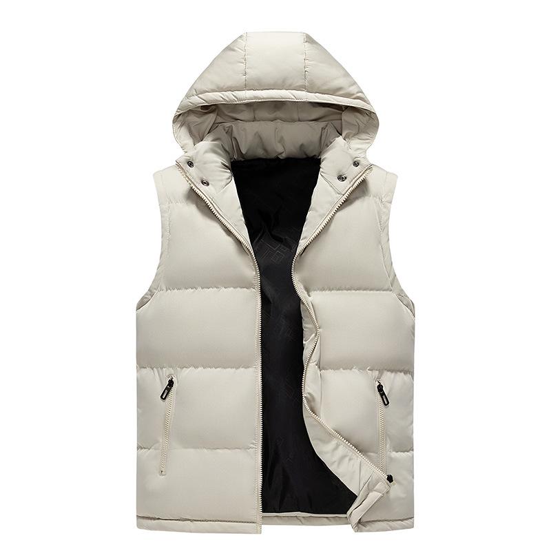 Men's Down Cotton Vest - Autumn/Winter Sleeveless Jacket, Slim Fit, Plus Size, Cap Sleeve, Trendy Casual Solid Color.