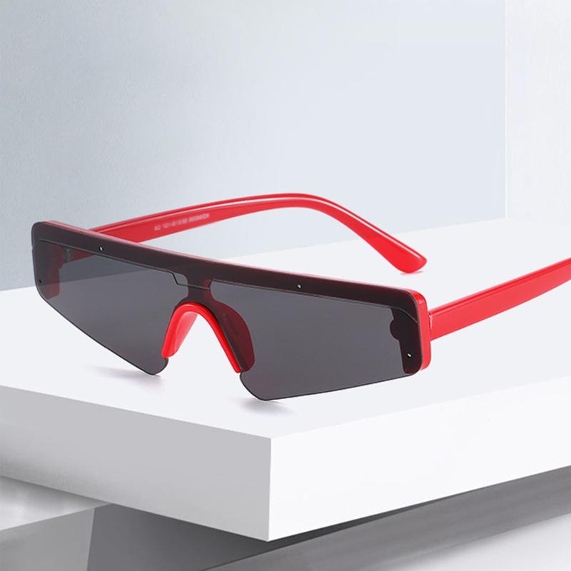 Non-polarized Cat Eye Sunglasses Female Flat Top Half Frame Sun Glasses One-piece Lens