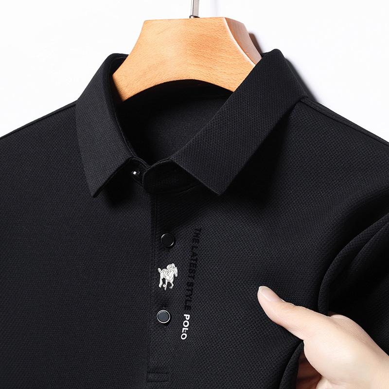 New Spring and Autumn Men's Long-sleeved T-shirts for Young and Middle-aged People Anti-wrinkle No-iron Long-sleeved Tops