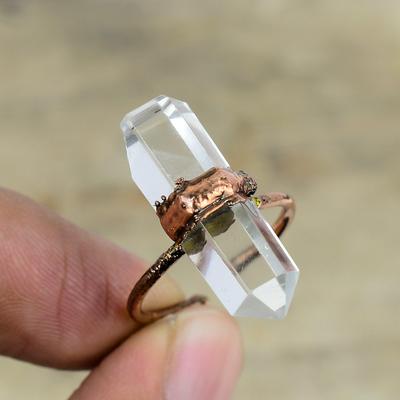 Kristallring Elektrogeformter Kupferring Edelsteinschmuck Verstellbarer Ring Unikat Ring Handarbeit Kupferschmuck Geschenke für Mama Neuestes Design Ring
