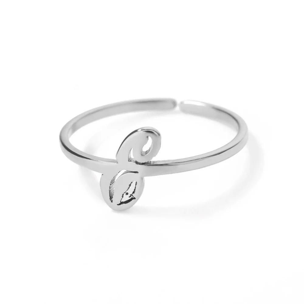 Stylish Adjustable 26-Letter Stainless Steel Ring for Women - A-Z Personalized Initial Finger Ring
