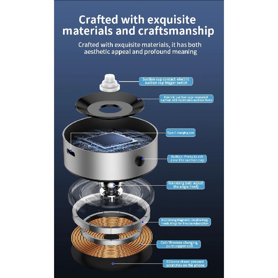 Car Mount Mobile Phone Holder Magnetic Black Technology Universal Adsorption Bracket for iPhone Samsung Vacuum Adsorption Stable