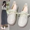 Beef Tendon Sole Simple Soft Surface Soft Sole Small Leather Shoes Women's Autumn New Korean Version Versatile Lace-up Going Out Casual Single Shoes