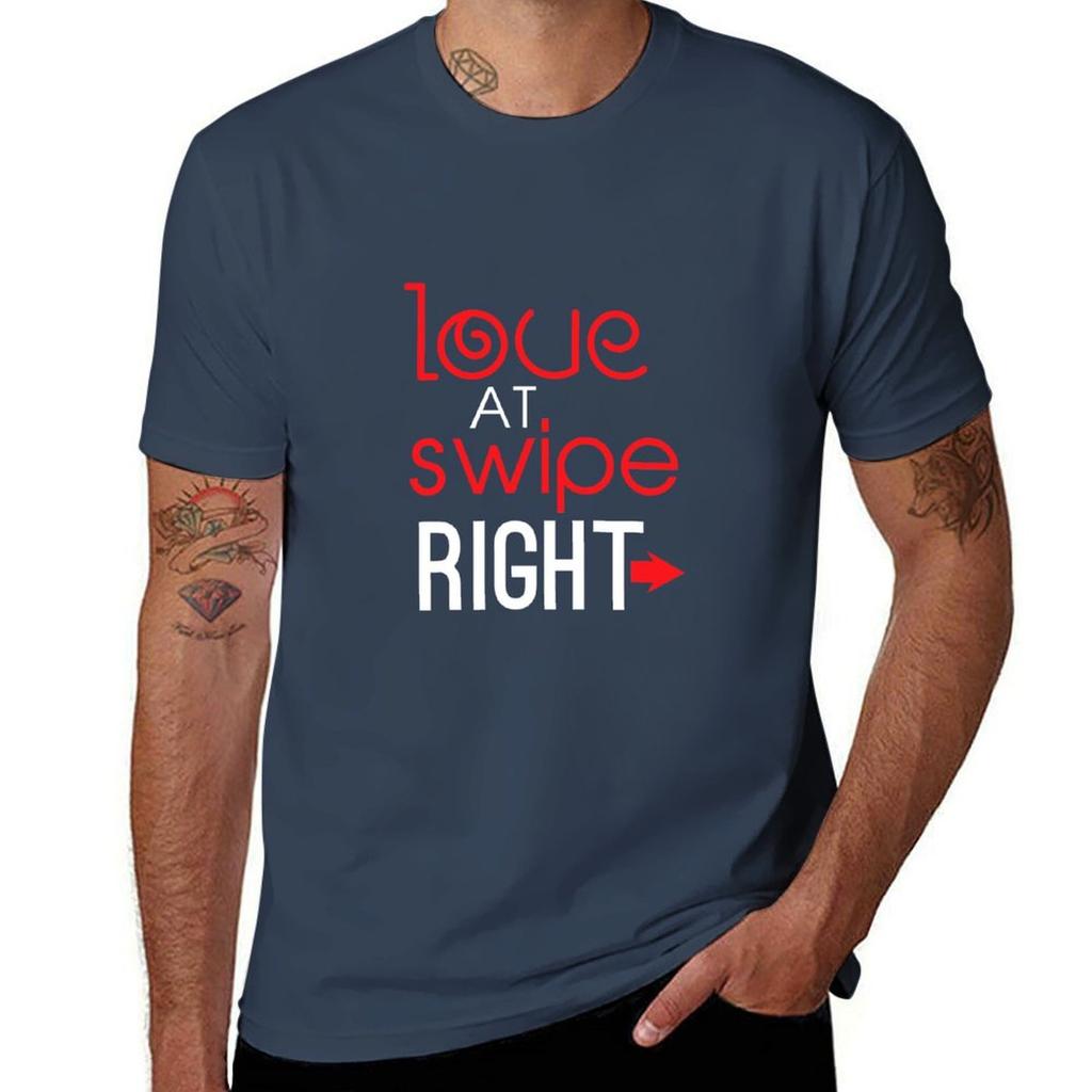 Love At Swipe Right Funny Online Dating T-Shirt t shirts for man graphic funny t shirt man cotton mens graphic t shirts T-Shirt