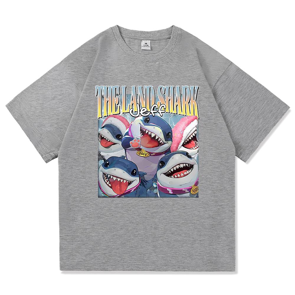 Jeff The Land Shark T Shirt Fashion 2026 Men Clothing Harajuku Unisex High Quality Cotton Tops Funny Graphic T Shirts Day Gift