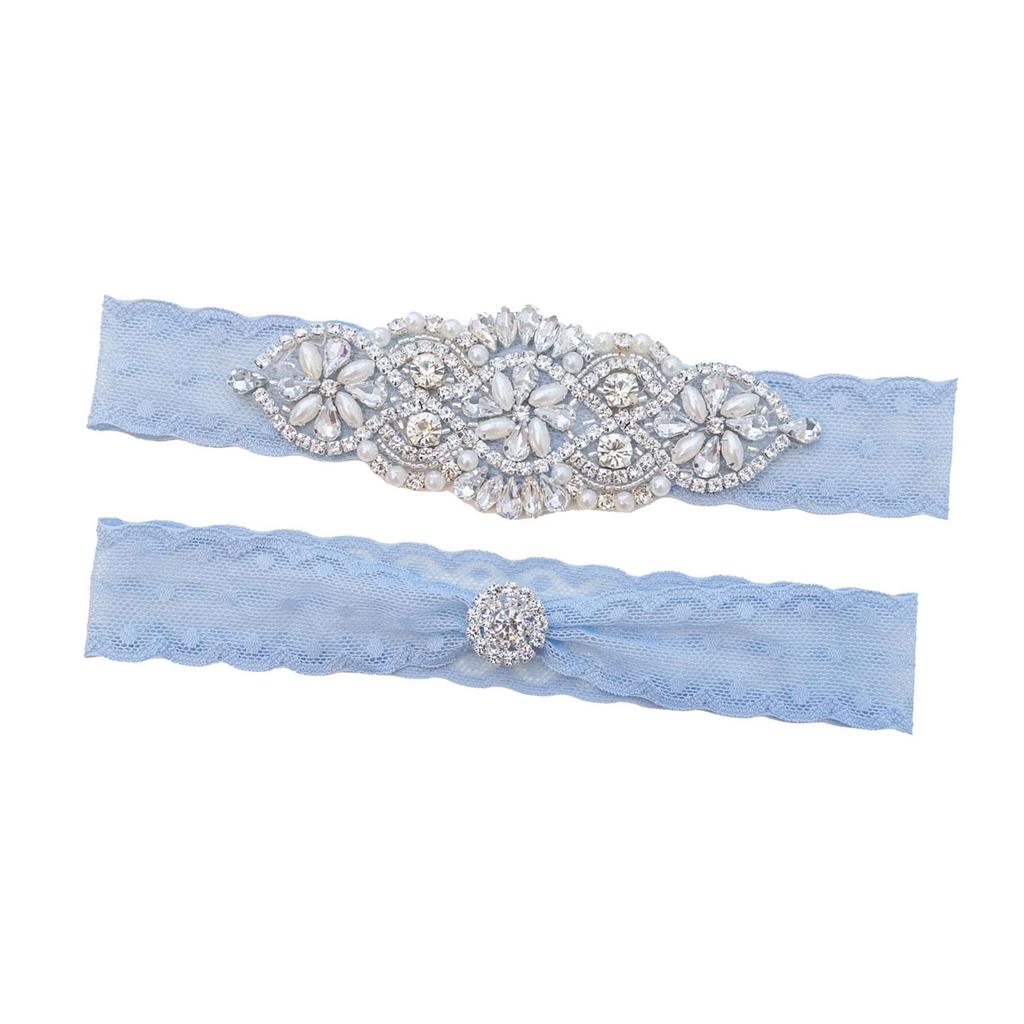 2Pcs Lace Leg Garter Bride Garter Floral Decorative Rhinestone Garter Wedding Bridal Garters for Girls Women Stage Dance Cosplay