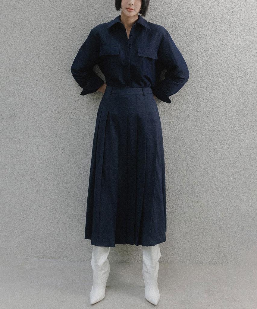 Memua Edit Pleated Skirt (Denim)