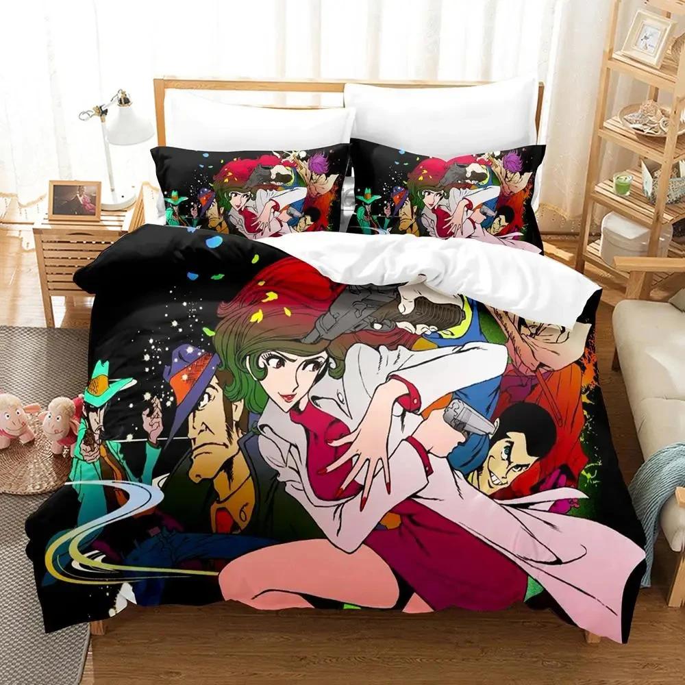 3rd,  Lupin 3D Print Anime Duvet Cover Set Single Double Queen King Size Bedding Set for Boys Duvet Cover Bed Set Quilt Cove