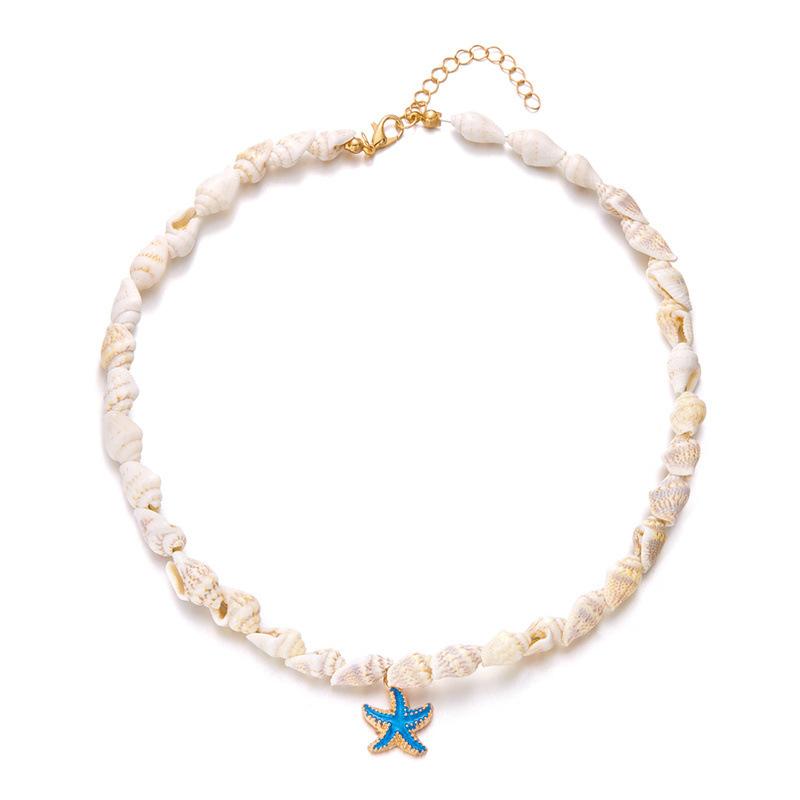 New Bohemian summer conch shell starfish necklace seaside beach vacation wind