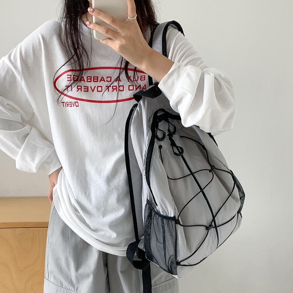 Korean Casual Style Nylon Backpack for Women's Travel, Lightweight Design, Niche, Large Capacity Student Outdoor Hiking Bag