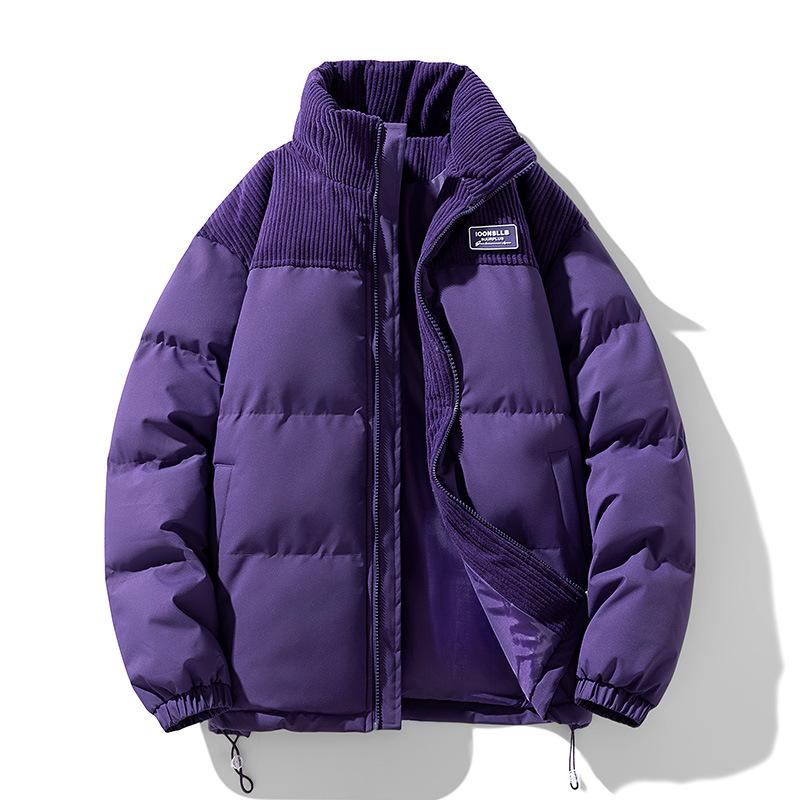 Corduroy Down Jacket Men's Color-blocking Collared Cotton-padded Jacket Trendy Cotton-padded Jacket