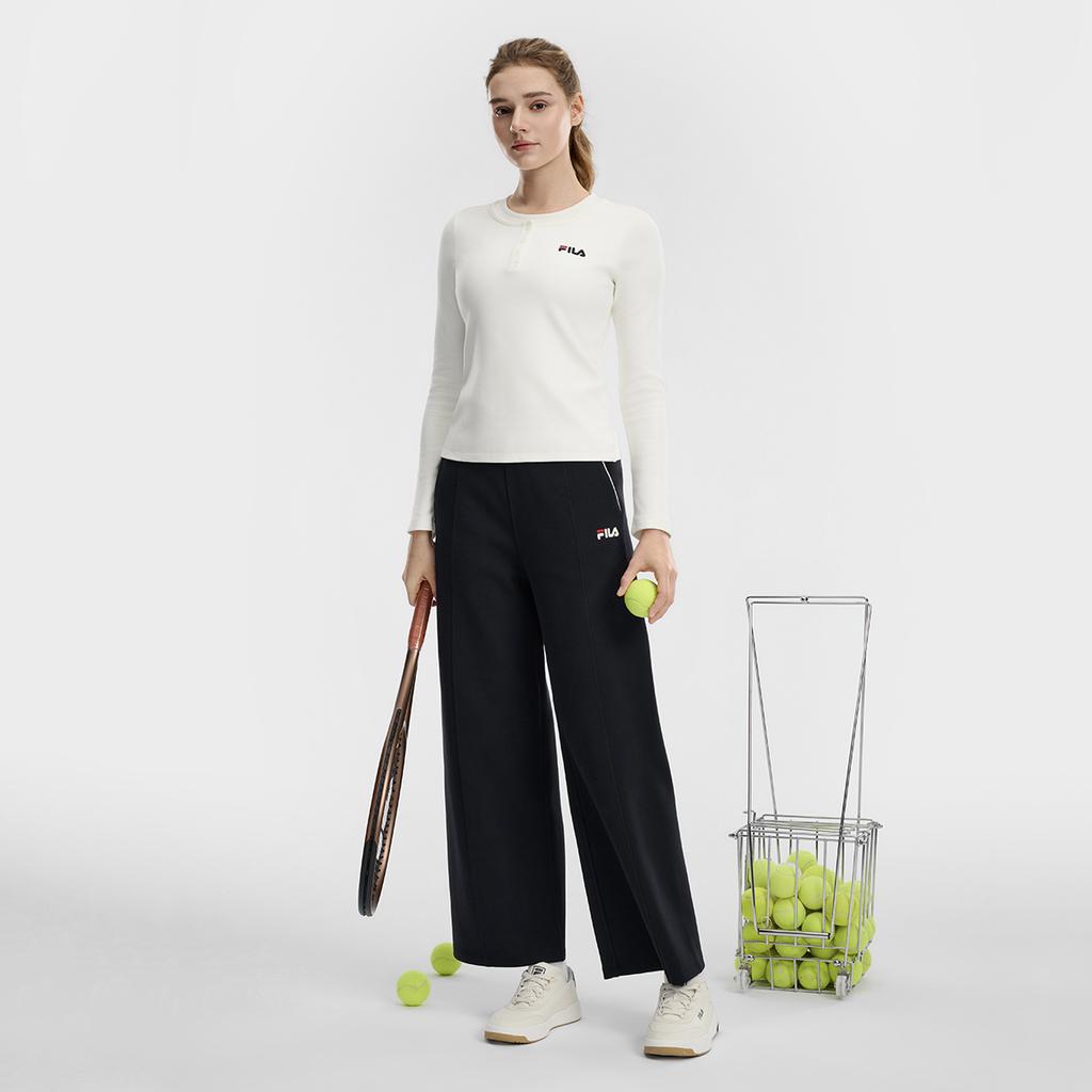 Fila Tennis Fashion Simple Classic Retro Sports Casual Comfortable Long Sleeve T-Shirt Women tops Cloud-White A11W613219FIV